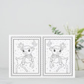 Kids Coloring Rentier Papier Weihnachtskarte (Stehend Vorderseite)