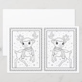 Kids Coloring Rentier Papier Weihnachtskarte (Vorne/Hinten)