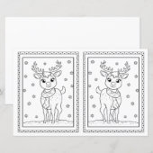 Kids Coloring Rentier Papier Weihnachtskarte (Vorne/Hinten)