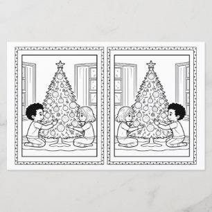 Kids Coloring Tree Paper Christmas Card Template