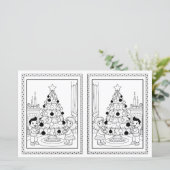 Kids Coloring Tree Paper Christmas Card Template (Stehend Vorderseite)