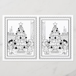 Kids Coloring Tree Paper Christmas Card Template