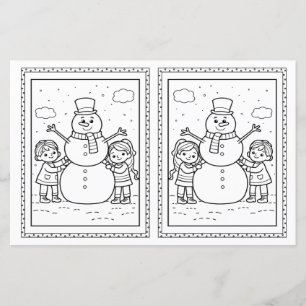 Kids Colour Snowman Paper Weihnachtskarte