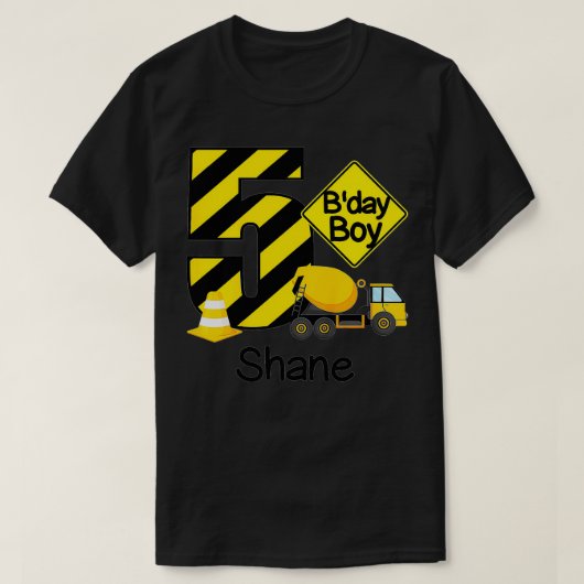 Kids Construction 5th Birthday Shane Boys 5 Years T-Shirt (Design vorne)