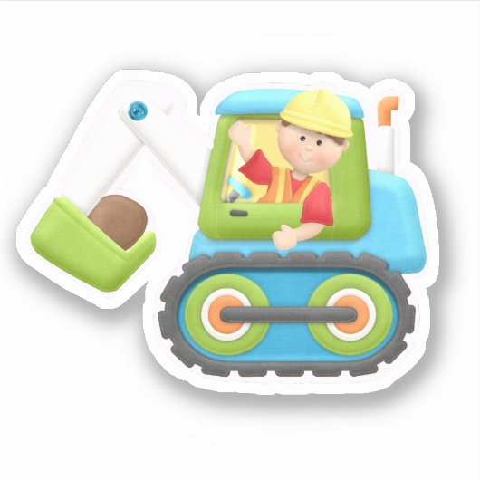 Kids Construction Bulldozer Die Sticker Decal schn (Vorderseite)