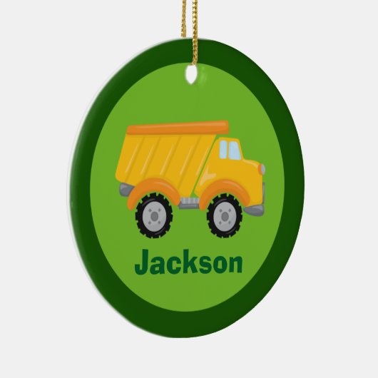 Kids Construction Dump Truck Custom Boys Monogram Keramik Ornament (Rechts)