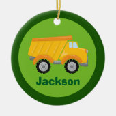 Kids Construction Dump Truck Custom Boys Monogram Keramik Ornament (Vorne)