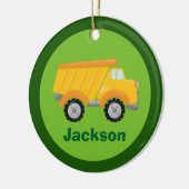 Kids Construction Dump Truck Custom Boys Monogram Keramik Ornament (Links)