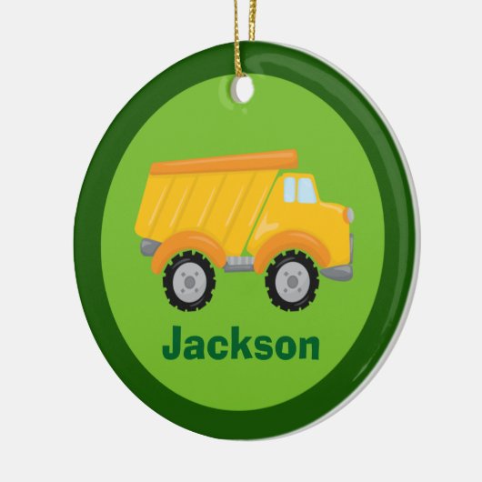 Kids Construction Dump Truck Custom Boys Monogram Keramik Ornament (Links)