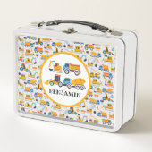 Kids Construction Dump Trucks Muster Personalisier Metall Brotdose (Vorderseite)