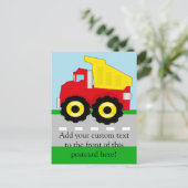 Kids Construction Dumptruck Postkarte (Stehend Vorderseite)