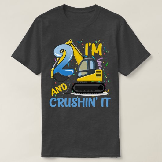 Kids Construction Truck 2nd Birthday Boy 2 Year Ol T-Shirt (Design vorne)