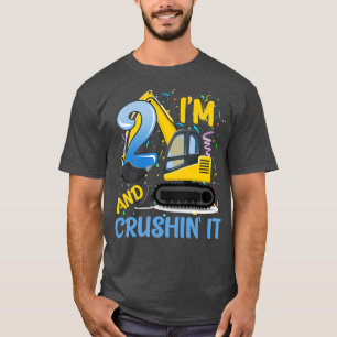 Kids Construction Truck 2nd Birthday Boy 2 Year Ol T-Shirt