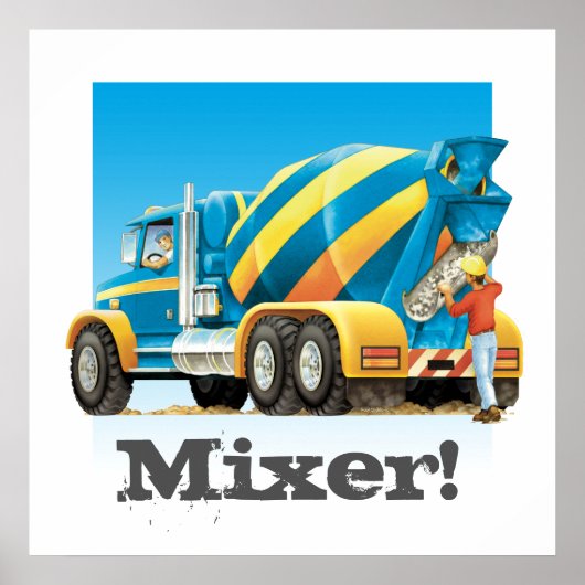Kids Construction Truck Concrete Cement Mixer Poster (Vorne)