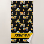 Kids' Construction Truck – Fun & Customizable Strandtuch (Vorderseite)