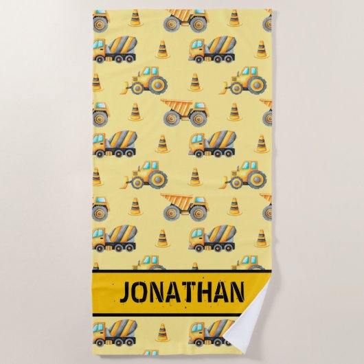Kids' Construction Truck – Fun & Customizable Strandtuch (Vorderseite)