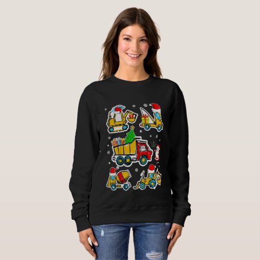 Kids Construction Vehicle Christmas Crane Truck Sa Sweatshirt (Vorne ganz)