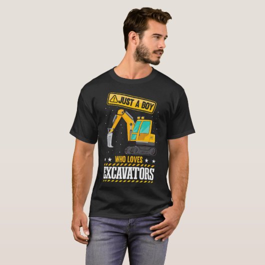 Kids Construction Vehicle Just A Boy Who Loves Exc T-Shirt (Vorne ganz)