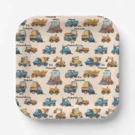 Kids Construction Vehicle Paper Plates Trucks Pappteller