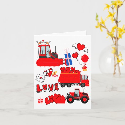 Kids Construction Vehicle Valentine Crane Truck Cu Karte (Gelbe Blume)