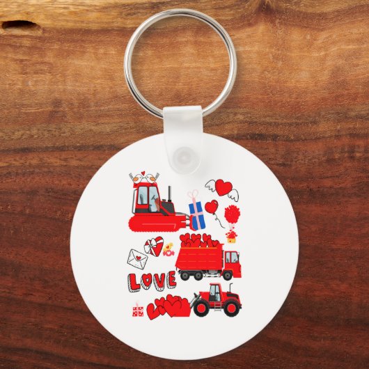 Kids Construction Vehicle Valentine Crane Truck Cu Schlüsselanhänger (Vorderseite)