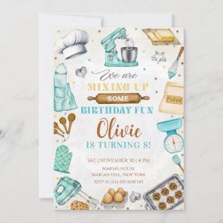 Kids Cooking Birthday, Kitchen Baking Chef Einladung