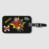 Kids Cool Superhero Foto Gepäckanhänger (Vorderseite (Horizontal))