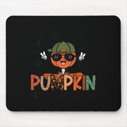 Kids Cooler Kürbis in der Patchhalbling, Jungs G Mousepad (Vorne)