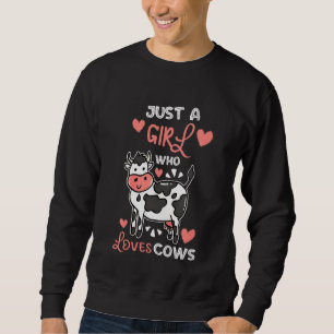 Kids Cow Farm Animal Girls Sweatshirt