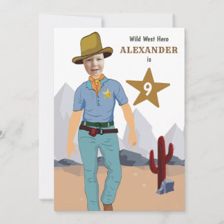 Kids Cowboy Special Sheriff Original ADD Foto Inv Einladung