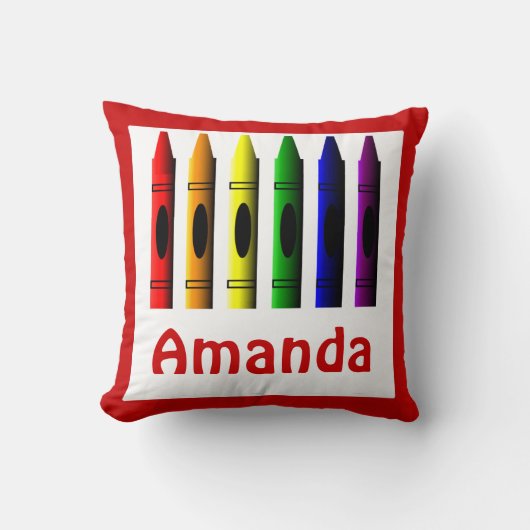 Kids Crayons Crayon Name Room Décor Pillow Kissen (Vorderseite)