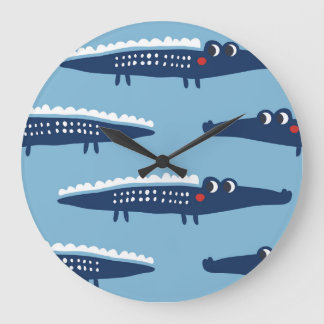 Kids Crocodile Muster: Sommerspielerie. Große Wanduhr