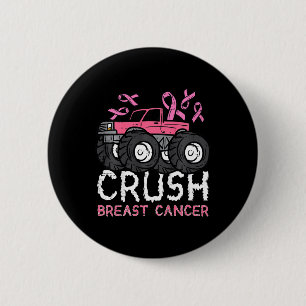 Kids Crush Breast Cancer Awareness Monster Truck T Button