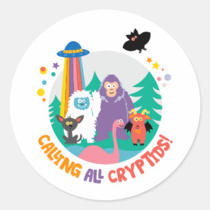 Kids Cryptid Club T - Shirt Runder Aufkleber