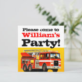 Kid's Custom 3. Geburtstag Fire Truck Party Einladung (Stehend Vorderseite)