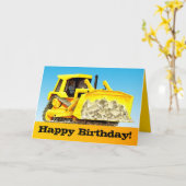 Kids Custom Construction Happy Birthday Bulldozer Karte (Gelbe Blume)