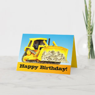 Kids Custom Construction Happy Birthday Bulldozer Karte