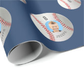 Kids Custom Foto Baseball Wrapping Paper Geschenkpapier (Rolleneckpunkt)