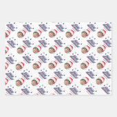 Kid's Custom Foto & Name Weihnachtsmannmütze Retro Geschenkpapier Set (Vorderseite 3)