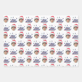 Kid's Custom Foto & Name Weihnachtsmannmütze Retro Geschenkpapier Set (Vorderseite 2)