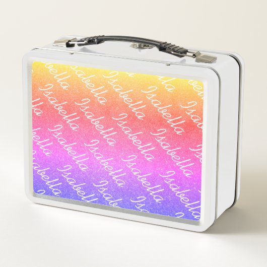 Kid's Custom Lunch Box mit Glitzer in Regenbogenfa (Rückseite)