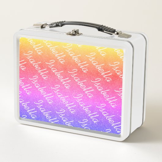 Kid's Custom Lunch Box mit Glitzer in Regenbogenfa (Vorderseite)