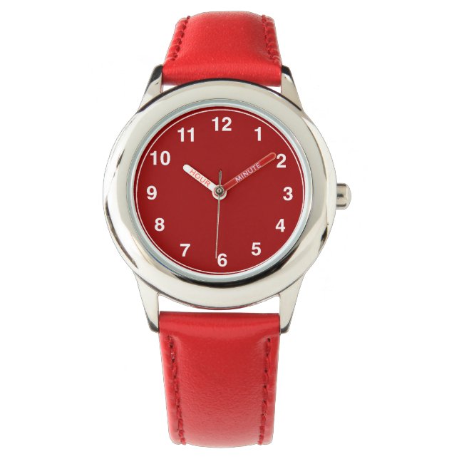 Kid's Custom Stainless Steel Red Band Watch Armbanduhr (Vorderseite)
