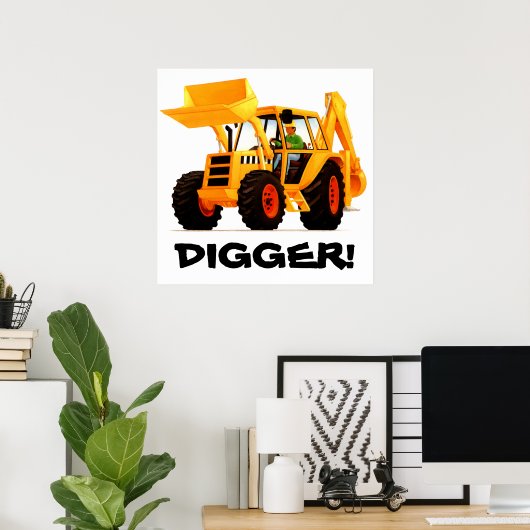 Kid's Custom Yellow Digger Poster (Heimbüro)