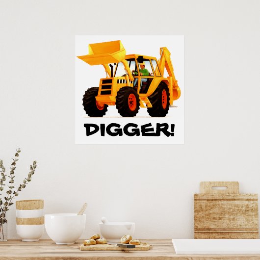 Kid's Custom Yellow Digger Poster (Küche)