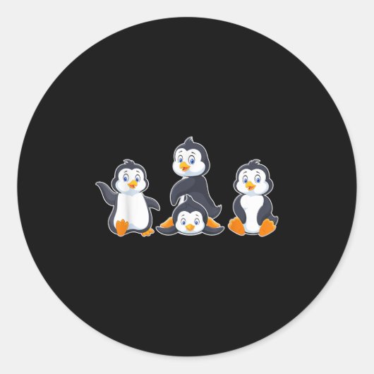 Kids Cute Animal Penguin Runder Aufkleber (Vorderseite)