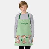 Kid's cute animals stars add name green schürze (Getragen)