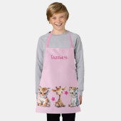 Kid's cute animals stars add name pink schürze (Getragen)