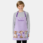 Kid's cute animals stars add name purple schürze (Getragen)