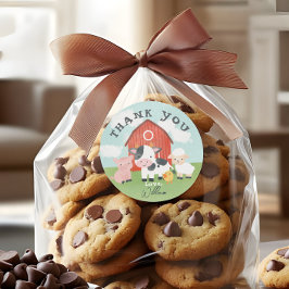 Kids Cute Farm Animal Barnyard Birthday Favor Runder Aufkleber